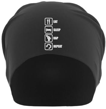 Atspauda Eat Sleep Rap Repeat Microphone Unisex Thin Cotton Slouch Beanie Black, Schwarz , Einheitsgröße