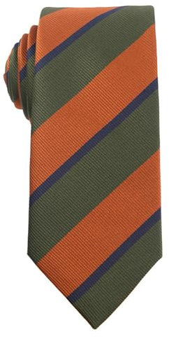 alloneslife Herren-Krawatte, grün-orangefarben, Polyester-Seide, Vintage-Stil, Blume, gestreift, Business, Hochzeit, Bankett, 7.5cm*148cm
