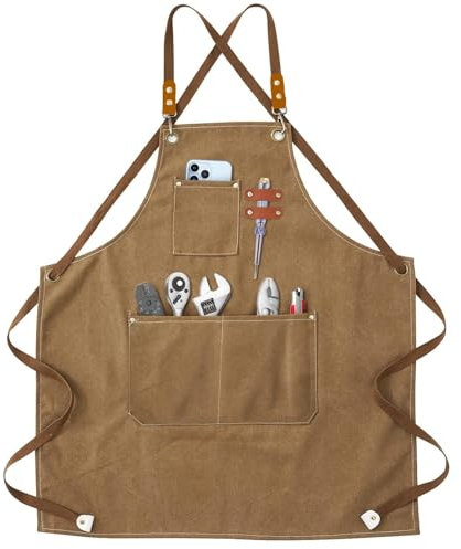 Carpente Work Apron, Leather Welding Apron, Heavy Duty Workshop Apron, Denim Canvas Aprons for Men, Heavy Duty Work Apron with Pockets, Gifts for Men, Woodworker, Garden, Pottery, Craft Workshop