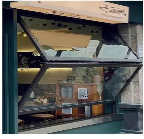 Rygcrud Marco De Aluminio Ventana De Concesión, Montaje Empotrado Puerta Ventana De Concesión - Cristal Templado Plegable Doble Colgado Ventanas Ventanas Correderas para Cocina Exterior(90x90 cm)
