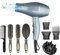 Föhn Ionen Fön Schnelles Trocknen Salon 2100W professioneller Haartrockner 2 Geschwindigkeit 3 Wärmeeinstellungen 2 Konzentrator 4 Kämmen 1 Diffusor Familie Salon Lockenföhn mit Kalttaste (Silbergrau)