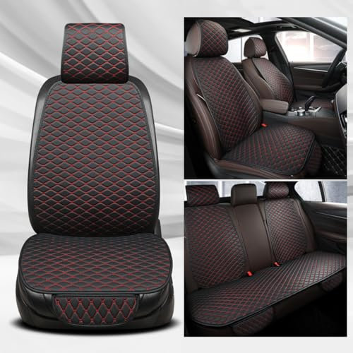 MSMDG Auto Sitzauflage Sitzkissen für VW Polo VI (AW), Kratzfest rutschfest Atmungsaktiv Auto Sitzauflagen, Airbag Kompatibel,B/Black and Red