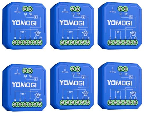 Yomogi 6 Pack Interruttore Tapparelle WiFi, Modulo Interruttore WiFi Compatibile con Alexa Google Home per Controllo Percentuale, Smart Timer per Tende Avvolgibili