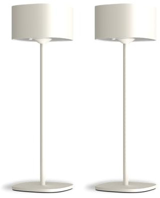 CALEX Serino Tischlampe, wiederaufladbar, kabellos, dimmbar, warmweißes Licht, wasserdicht, Aluminium, Sand, 2er Pack