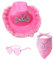 Generisch Sombrero Rodeo Star, rosa y blanco, para adultos, sombrero de vaquero con lentejuelas, vaquera, carnaval, carnaval, fiesta temática, sombrero de vaquero, rosa, boa de plumas, lila pastel,