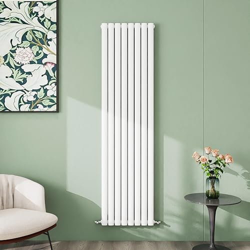 Simple Bathroom 1800×472mm White Radiator Vertical Single Oval Column Designer Central Heating Rad for Bathroom/Kitchen/Living Room