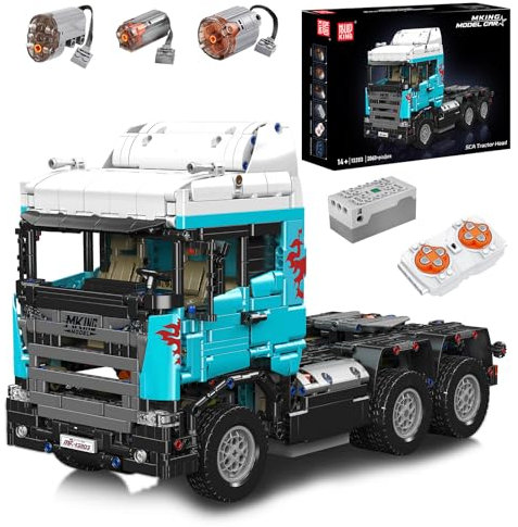 Mould King 13203 MOC Technik für Scania Zugmaschine Fernsteuerungs Baustein Sechsradantrieb Schwerlast LKW Modell, APP elektrischer Ingenieur-Schlepper Technologie Klemmbausteine Bausatz (2060+Teile)