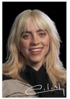 VZURF Billie EilishKlassische Charaktere, Schauspieler, Sänger, berühmter Sportler, Poster, Leinwand, Poster, Schlafzimmer, Dekoration, Landschaft, Büro, Raumdekoration, Geschenk, 20 x 30 cm