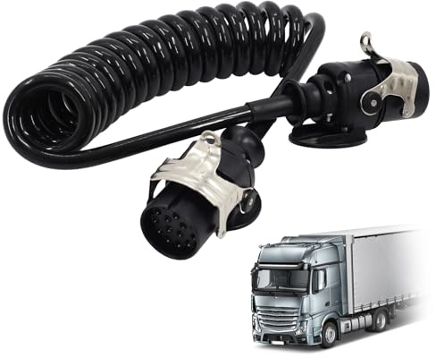 ANEELV 24V Kabeltrommel, 15-polig, 3,8 m, für Schwerlast-LKW-Anhänger, Nutzfahrzeuge, Sattelauflieger, anhängerspezifisches 15-poliges Adapterkabel