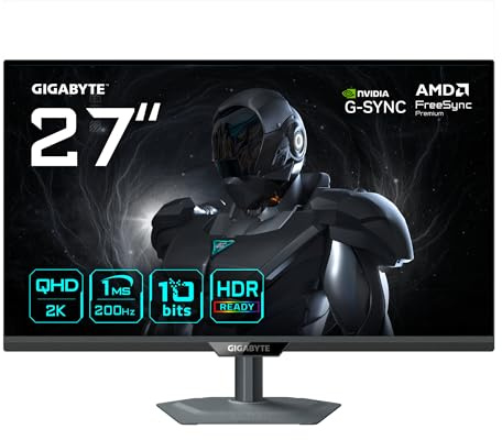 Gigabyte G27Q2 Monitor Gaming 27” 2K QHD - 2560 x 1440, 200Hz, 1ms, 350 cd/m², Compatibile G-Sync, FreeSync Premium, HDR10, HDMI 2.0, DisplayPort 1.4