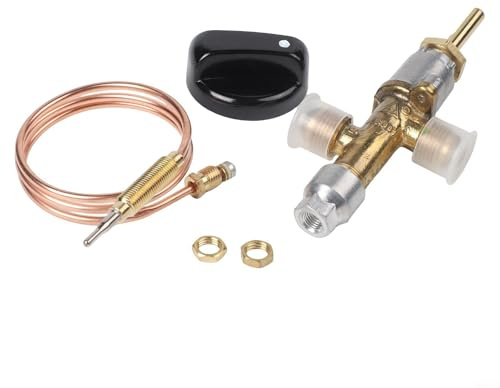 Terrassenheizung Gasventil Ersatz mit Thermoelement Sensor, Kippschalter Steuerventil Montage für Propangasheizungen, Kupfer Outdoor Reparaturteile M8
