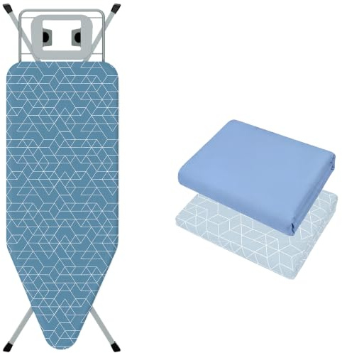 STANEW Table à Repasser 120 x 45 cm,Planche à Repasser Pliable | avec 2 Housses en Coton 100%,pour Centrale Vapeur,Système Anti-Fermeture,Hauteur Réglable,Pieds Antidérapants