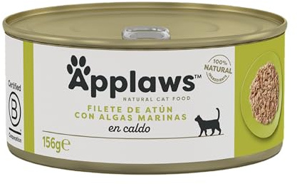 Applaws 100% natürliches Premium-Nassfutter für Katzen, Thunfischfilet mit Algen in Brühe - Packung mit 24 x 156g Dosen