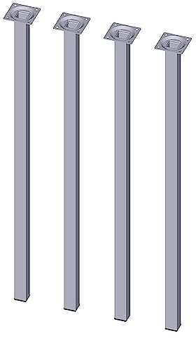 DIY Element System Möbelfuß eckig – Vierkant-Metallfuß, ideal als Tischbein für die Gestaltung individueller Möbelstücke – 25 x 25 mm, Länge 700 mm, Chrom