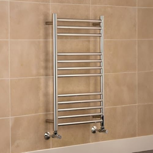 Manissa Boston Heated Towel Rail Stainless Steel 400mm W x 800mm H | Central Heating, Towel Warmer, Rust-Resistant, Bathroom, Wall Mounted, Mirror Polished