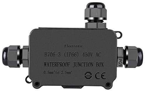 COOLWEST IP66 Waterproof Outdoor 3 Cable PG9 Black Plastic Connector Gland Electrical Junction Box