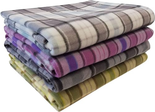 rejuvopedic Tartan Fleece Blanket Sofa Throw Throwover Settees / 200x240cms / Purple