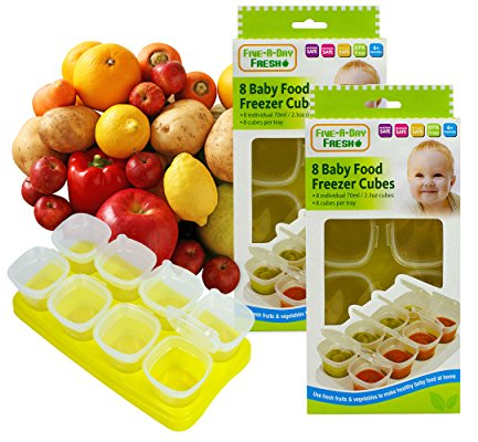 Baby Weaning Food Pots Freezer Tubs Stacking Tray Cubes Containers BPA Free for Storing Mashed Food, Formula, Snacks, Breast Milk & Fresh Food Pack of 2