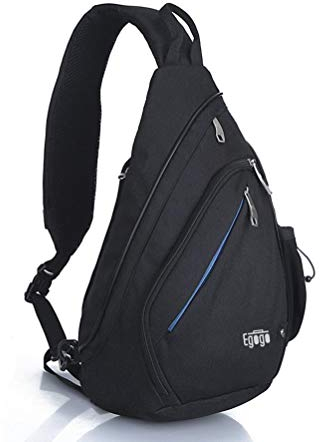 EGOGO Multifunktions Schultertasche Rucksack Crossbody Tasche Sling Tasche Wandern Dackpack ein sollte Schultergurt für Männer und Frauen E300-4 (Hot Black)