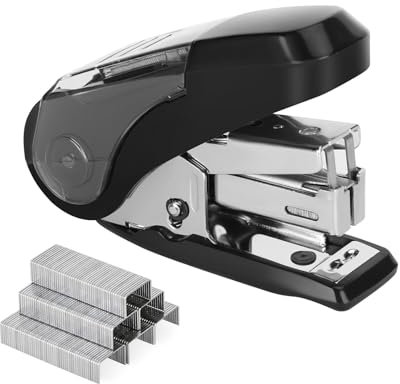 Eagle reduzierten Kraftaufwand Mini Hefter, mit 1000 Heftklammern # 10, 50% weniger Aufwand, Entferner und Aufbewahrung, 4 Farben für Wahl - Schwarz