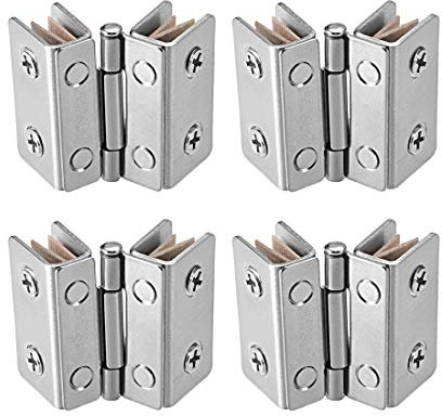sourcing map Glass Hinge Cabinet Door Hinge Glass Clamp,Stainless Steel, for 5-8mm Thickness 4Pcs