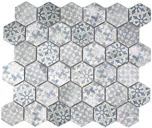 Piastrelle a mosaico in ceramica esagone esagonale, colore blu, rivestimento per vasca da bagno, per cucina