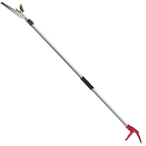 Mesoga 2 Abschnitte ausziehbare Baumschneider mit 4 Knoten, Schnitt- und Halteschere, lange Reichweite, Stangensäge, Gartenschere, Teleskop-Obstpflücker, Astknipser, Garten-Bypass-Astschere