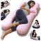 Niimo Coussin de Positionnement - Coussin de Grossesse en U - Coussin de Grossesse pour Dormir - Multifonction et Adapté Allaitement - Housse 100% Coton (Rose avec cœurs Blancs)