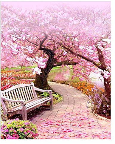 (40x50cm) DIY Square Diamond Painting 5D Diamant Malerei Malen nach Zahlen Quadratisch Kirschblüte Straße Kristall Strass Stickerei Kreuzstich Set Ornamente Kunsthandwerk Leinwand Wanddekoration
