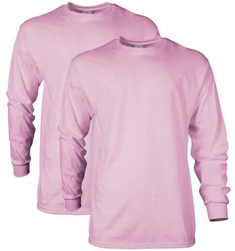 Gildan Ultra Cotton Long Sleeve T-Shirt, Style G2400, Multipack, Rose Clair, XXL (Lot de 2) Homme