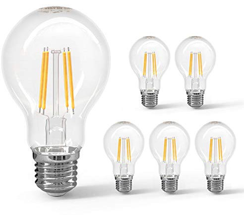 Aigostar 6W LED Filament Bulb, E27 Clear 700 Lumen Golfball, Edison Screw 2700K, 5 Pack Energy Saving Globe Clear