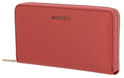 COCCINELLE Metallic Soft Zip Wallet Grainy Leather Geranium