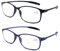 DOOViC 2 Stücke Blaulichtfilter Lesebrille für Damen/Herren 1,0 Flexible Bügel Leicht Brille mit Stärke (Blau+Schwarz)
