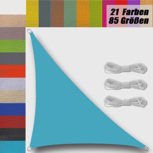 Ufamiluk sonnensegel dreieckig wasserdicht 6x6x8m sonnensegel Balkon Regenschutz 95% UV Schutz Windschutz Überdachung Plane für Garten Terrasse Outdoor Camping Patio Schwimmbad Blauer See