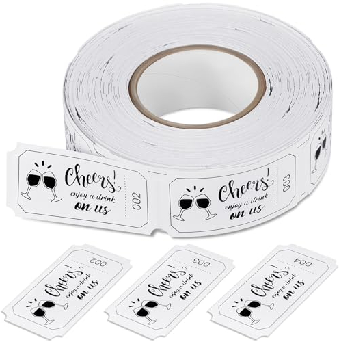 Zonon 500 Stück Getränke Wertmarken This Drink is On Us Getränke Ticket Rolle für Veranstaltungen Getränke Gutscheinrolle Papier Getränkemarken für Hochzeit Party Zubehör (Zart Stil)