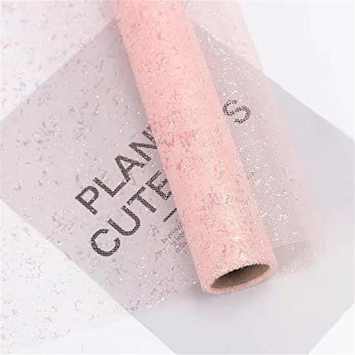 ZOYIEP 50 cm x 10 yards - Tissu en tulle avec poudre pailletée - Pour mariage, Noël, fête, cadeau - Rose