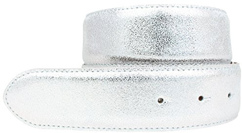 BELTINGER Hochwertiger Wechselgürtel Metall-Optik ohne Schnalle 4 cm | Druckknopf-Gürtel Metallic-Look 40mm | 4cm Echt Leder