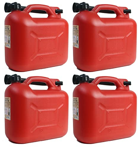 BAUPROFI 4er Set: 4x Benzinkanister 10 Liter rot KKR 10 PE Reservekanister