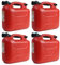 BAUPROFI 4er Set: 4x Benzinkanister 10 Liter rot KKR 10 PE Reservekanister