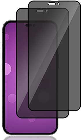 Yiunssy Protector de pantalla Privacidad para iPhone 14 Pro Max Cristal Templado [2 Piezas], Cobertura Completa/Dureza 9H,Anti Espía Privacy Vidrio Templado para iPhone 14 Pro Max 6.7