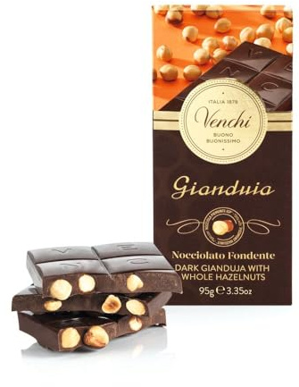 Venchi - Tafel aus zartbitterer Haselnussschokolade mit Gianduia, 100 g, cremige Zartbitter-Gianduia mit ganzen „Piemonteser Haselnuss g.g.A.“, intensiver Geschmack, glutenfrei, ohne Farbstoffe