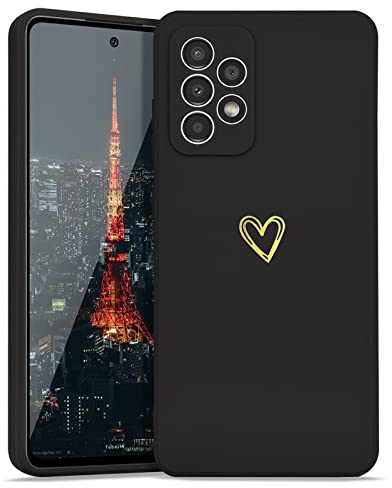 Lafunda Handyhülle Kompatibel mit Samsung Galaxy A53 5G Mädchen Hülle | UltraDünn Silikonhülle süß Liebesherz Schutzhülle stoßfest Case Back Cover mit Fallschutz für Samsung Galaxy A53 5G Schwarz