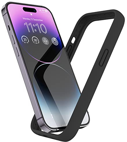 K TOMOTO Custodia protettiva per iPhone 14 Pro Max (6,7 pollici), in silicone liquido, protezione dai bordi rialzati, protezione contro le cadute, effetto setoso e morbido al tatto, Nero