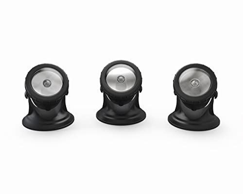 Pontec 90328 PondoStar LED warm Set 3 - LED-Schweinwerfer für Teich und Garten, Unterwasserbeleuchtung, warmweiße Gartenbeleuchtung, Schwarz