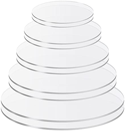 AIBAOBAO Cake Disc, 2 Pieces cake board, Cake Plates, Reusable Clear Acrylic Non-Sticky Butter Cream 3MM Circles for Picture Frame Painting Desk Protection Round Cake Disc Art Projects, 16 cm+21 cm