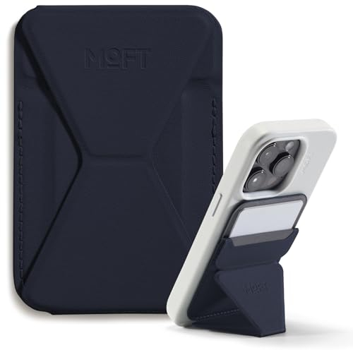 MOFT Snap-On Magnetischer Handyständer Magsafe Kompatibles Wallet für iPhone 14/13/12 Serie mit 3 Betrachtungswinkeln, Verbesserte magnetische Stärke, Tiefblau