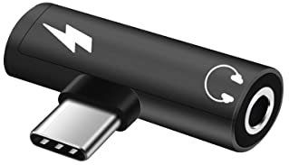 Todotumovil Convertidor USB Tipo C 2 en 1 a Jack Auxiliar de 3,5mm, Adaptador de Extensión de Carga USB C, Adaptador de Auriculares (Black)