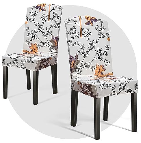 OSVAW Stuhlhussen für Esszimmerstühle, 2/4/6 Stück, für Küchenstuhl, Parsons, Stuhlhussen, abnehmbar, waschbar (2, Purple Floral)