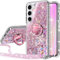 Miss Arts Coque pour Samsung Galaxy S23, Fille Silicone Paillette Bling Glitter de Luxe avec Support, Liquide Gel Housse Etui de Protection pour Samsung S23 - Rose