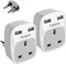 UK to Swiss Plug Adapter 2 Pack, TESSAN UK to Switzerland Plug with 2 USB, Grounded Type J Swiss Adapter, Travel Adaptor for Jordan, Liechtenstein, Madagascar, Rwanda